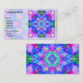 紫色および緑の万華鏡のように千変万化するパターンのフラクタル 名刺 (正面/裏面)