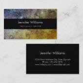 紫色および緑の水彩画の名刺 名刺 (正面/裏面)