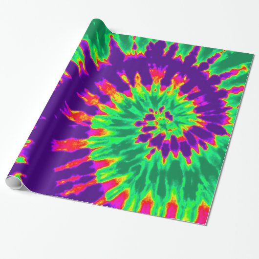 紫色および緑の絞り染め ラッピングペーパー (アンロールド)