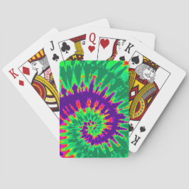 紫色および緑の螺線形の絞り染めのトランプ トランプ