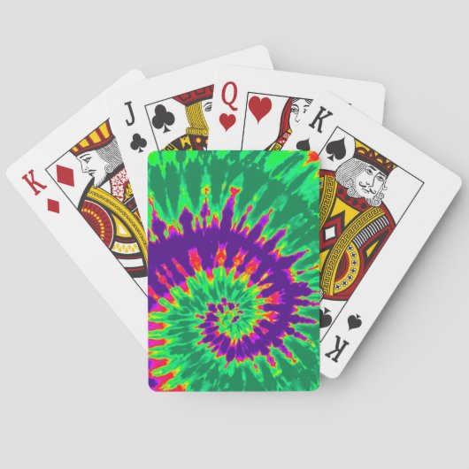 紫色および緑の螺線形の絞り染めのトランプ トランプ (裏面)