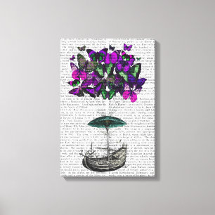 紫色および緑蝶飛行船2 キャンバスプリント