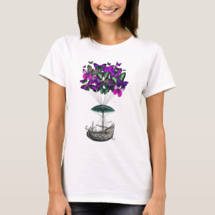紫色および緑蝶飛行船2 Tシャツ