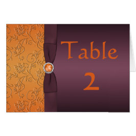 紫色および蜜柑のテーブルカード