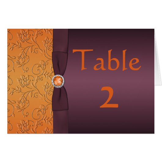 紫色および蜜柑のテーブルカード (正面横)