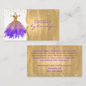 紫色および金ゴールドのきらびやかな裁縫婦の名刺 名刺 (正面/裏面)