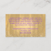 紫色および金ゴールドのきらびやかな裁縫婦の名刺 名刺 (裏面)