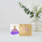 紫色および金ゴールドのきらびやかな裁縫婦の名刺 名刺 (スタンド正面)