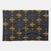 紫色および金ゴールドのアヤメ キッチンタオル (横)