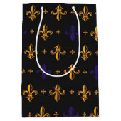 紫色および金ゴールドのアヤメ ミディアムペーパーバッグ (正面)