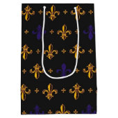 紫色および金ゴールドのアヤメ ミディアムペーパーバッグ (裏面)