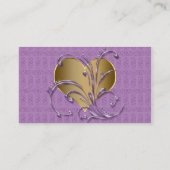 紫色および金ゴールドのハート 名刺 (裏面)