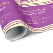 紫色および金ゴールドのパーソナライズな2016年のクラス ラッピングペーパー (ロールコーナー)