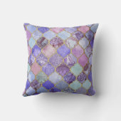 紫色および金ゴールドのモロッコのタイルパターン枕 クッション (裏面)