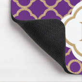紫色および金ゴールドのモロッコのモノグラムの マウスパッド (コーナー)