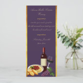 紫色および金ゴールドのワイナリーの昼食会のイベント 招待状 (スタンド正面)