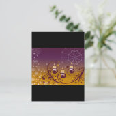 紫色および金ゴールドの休日の蝋燭 シーズンポストカード (スタンド正面)