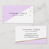 紫色および金ゴールドの紙吹雪の名刺 名刺 (正面/裏面)