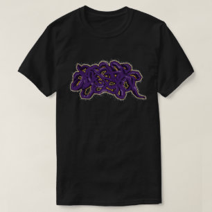 紫色および金ゴールドの落書きのワイシャツ Tシャツ