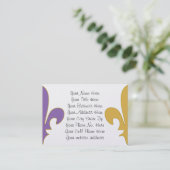 紫色および金ゴールドの（紋章の）フラ・ダ・リのギフト 名刺 (スタンド正面)