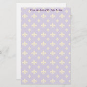 紫色および金ゴールドの（紋章の）フラ・ダ・リの文房具 便箋 (正面/裏面)