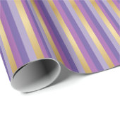 紫色および金ゴールドは縞で飾ります ラッピングペーパー (ロールコーナー)
