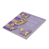 紫色および金ゴールドは蝶と縞で飾ります タイル (側面)