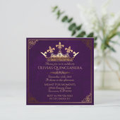 紫色および金ゴールド王室のなキンセアニェラ 招待状 (スタンド正面)