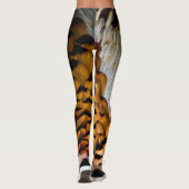 紫色および金ブラウンのキジの羽 レギンス (裏面)