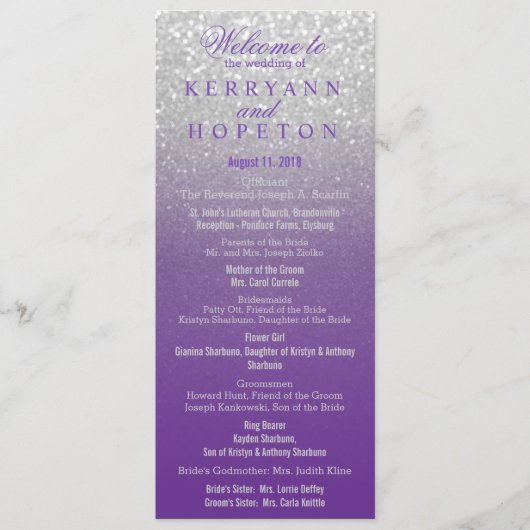 紫色および銀のグリッタープログラム プログラム (正面)