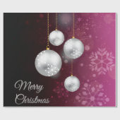 紫色および銀製のクリスマスツリーの球 ラッピングペーパー (フラット)