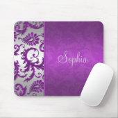 紫色および銀製のダマスク織のマウスパッド マウスパッド (マウス)