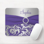 紫色および銀製のダマスク織のマウスパッド マウスパッド (マウス)