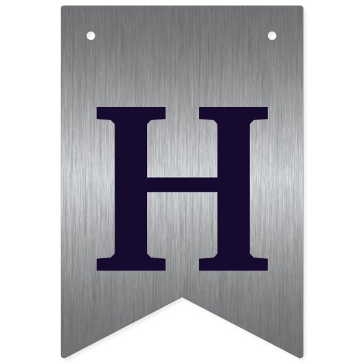 紫色および銀製のモダンなハッピーバースデーの旗 バンティングフラッグ (第2の旗)