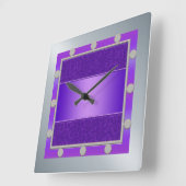 紫色および銀製の柱時計 スクエア壁時計 (傾斜)