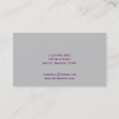 紫色および銀製の花スクロール名刺 名刺 (裏面)