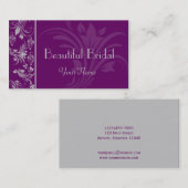 紫色および銀製の花スクロール名刺 名刺 (正面/裏面)