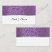 紫色および銀製の金属座席表 プレイスカード (正面/裏面)