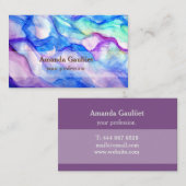 紫色および青いしみの水彩画の芸術の名刺 名刺 (正面/裏面)