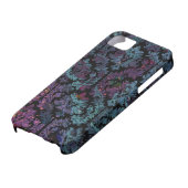 紫色および青のダマスク織パターン Case-Mate iPhoneケース (下部)