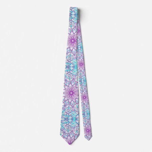 紫色および青の万華鏡のように千変万化するパターン ネクタイ (正面)