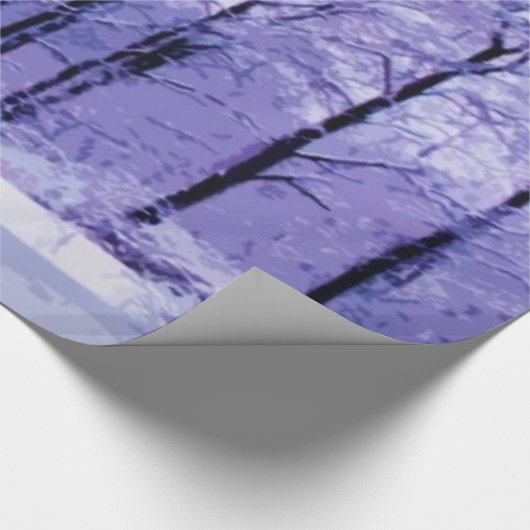 紫色および青の冬の池 ラッピングペーパー (角)