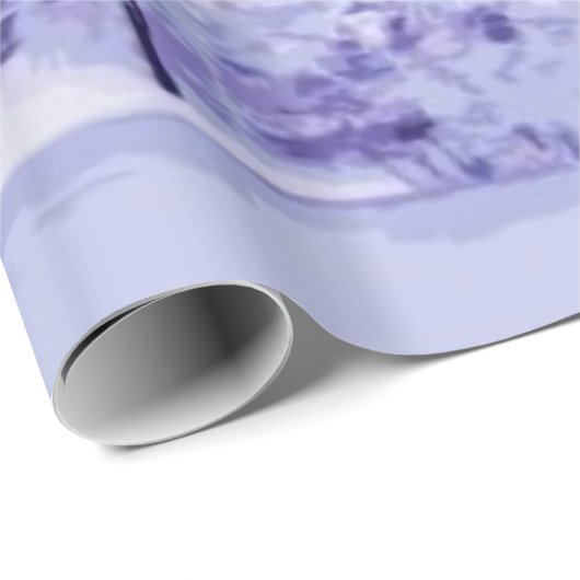 紫色および青の冬の池 ラッピングペーパー (ロールコーナー)