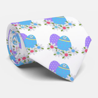 紫色および青の卵が付いているおもしろいのイースターエッグ ネクタイ