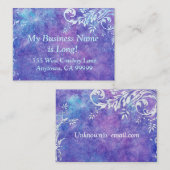 紫色および青の水彩画の名刺 名刺 (正面/裏面)