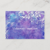 紫色および青の水彩画の名刺 名刺 (裏面)