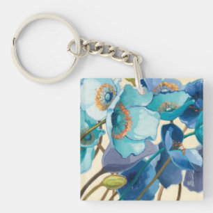 紫色および青の異なった色合いの花 キーホルダー