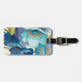 紫色および青の異なった色合いの花 ラゲッジタグ (正面横)