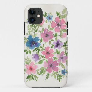 紫色および青の花の庭の電話箱 iPhone 11 ケース