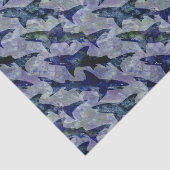 紫色および青の鮫パターン 薄葉紙 (詳細)